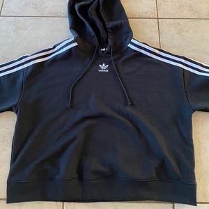 Cropped Adidas Black and White Hoodie Size Small